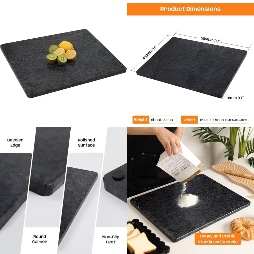 

Большая кухонная мраморная разделочная доска с нескользящим основанием для выпечки, сыра, мясных принадлежностей, шоколада