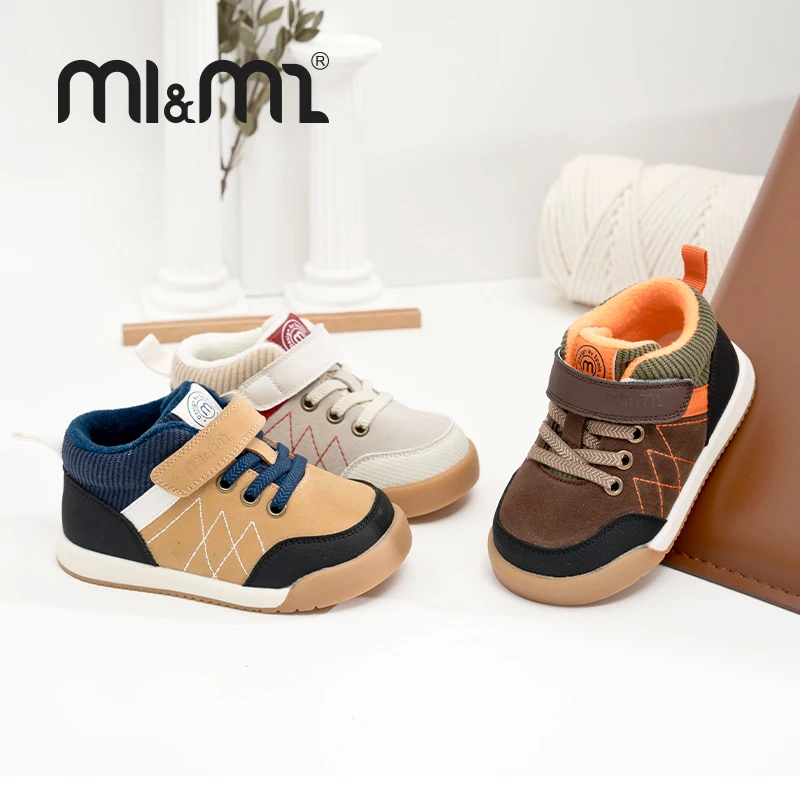 

M1&M2 Autum Fashion Girls Boys Anti Slip Soft Soled Casual Shoes Cotton Sneakers Breathable Walking Sport Running Footwear 22-28