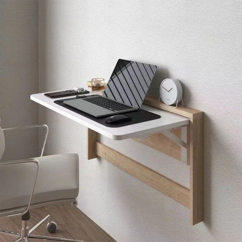 Invisible wall-mounted folding table, solid wood computer desk, small apartment, multi-functional children's