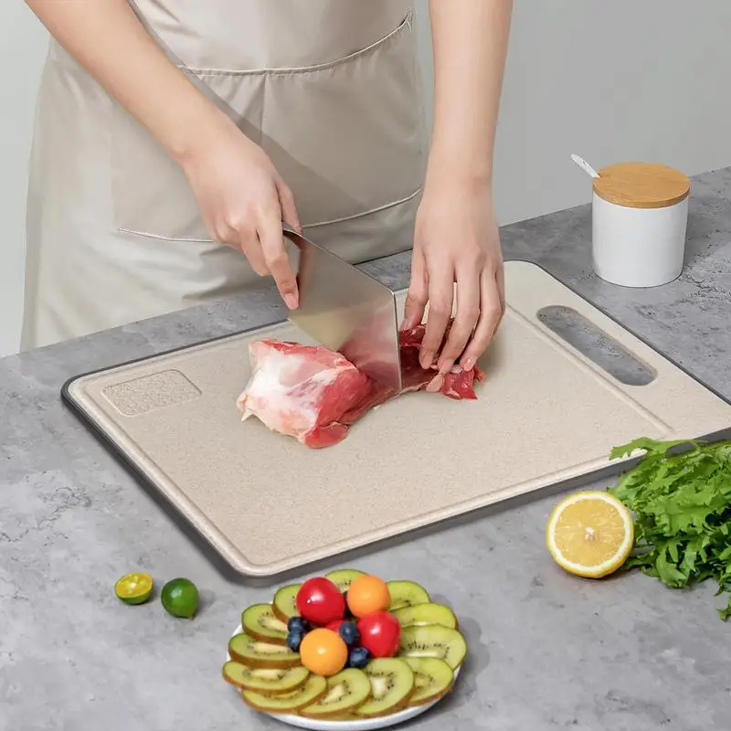 ﻿ 1pc Cutting Board Two Sides Of Stainless Steel and Plastic Dual-purpose Multifunctional Cut Vegetables and Meat Chopping Boar