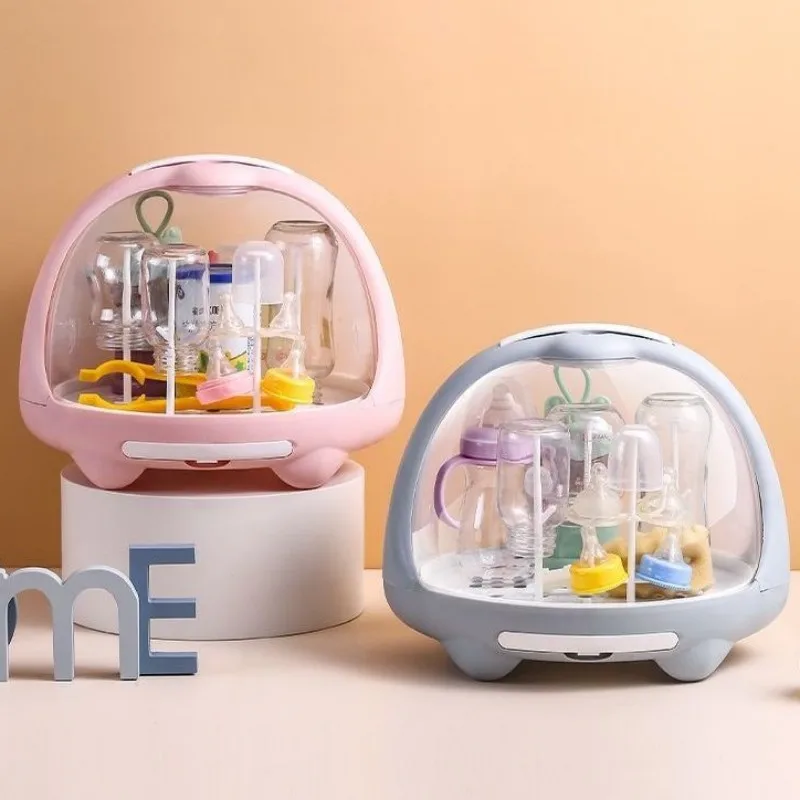 Baby Feeding Bottle Drying Rack Baby Bottle Holder Storage Box with Anti-dust Cover Dustproof Nursing Tableware Container JJ4309