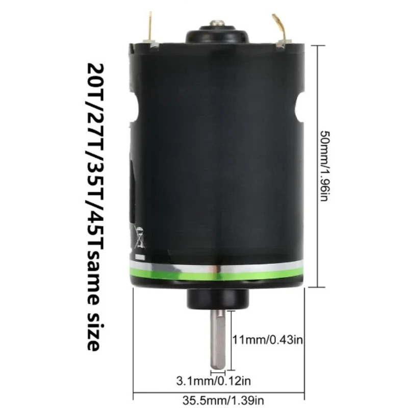 Upgraded Waterproof High Torque 540 Brushed Motor 35T 45T 55T Fit 1/8 1/10 RC Rock Crawler Vehicle