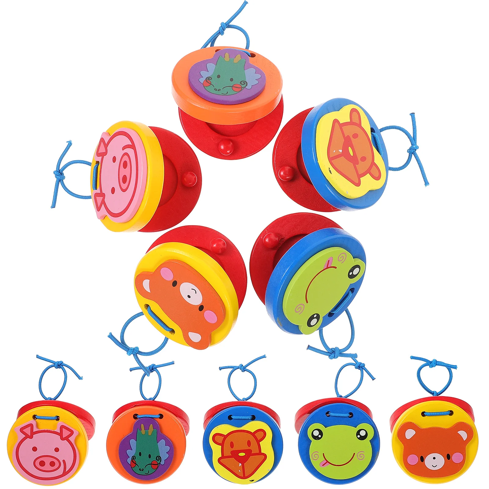 10 Pcs Orff Castanets Kids Percussion Instrument Musical Toys for Toddlers Educational Cartoon Pattern Child