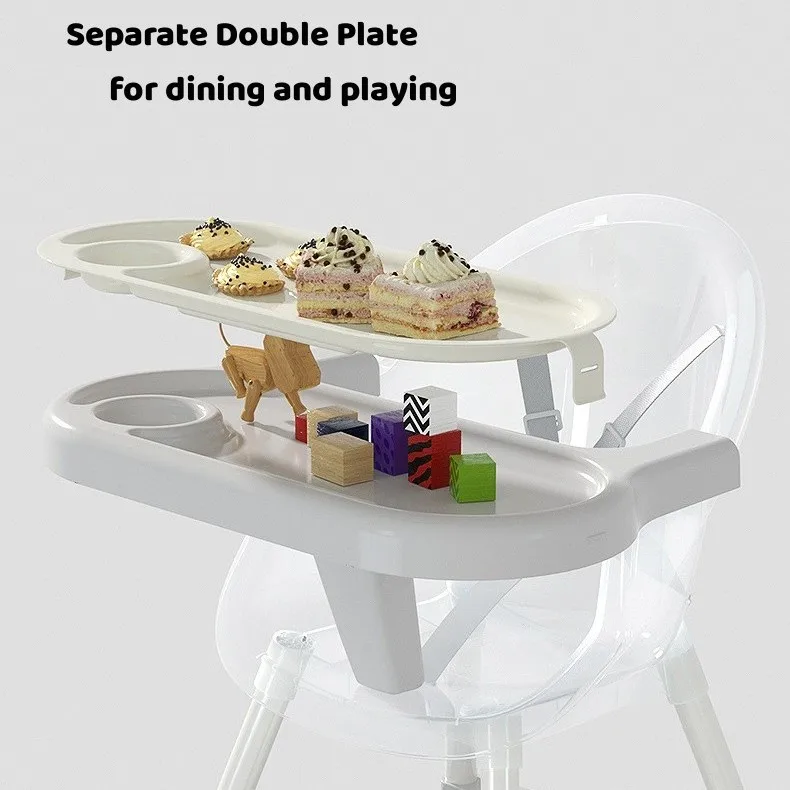 Baby High Chair  2-in-1 with Footrest, Detachable Double Tray, Easy to Clean Feeding , high quality free quickly delivery