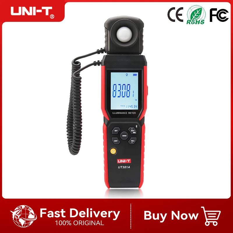 UNI-T Illuminance Meter UT381A 400000 lx Split Rotatable Design Lux Meter Digital Light Meter Photometer With Bluetooth APP