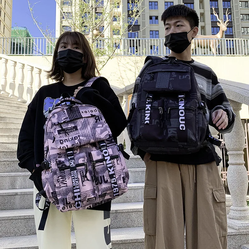 

Модный рюкзак с граффити, большая вместительная школьная сумка унисекс для подростков, стильный рюкзак для ноутбука, модный студенческий рюкзак