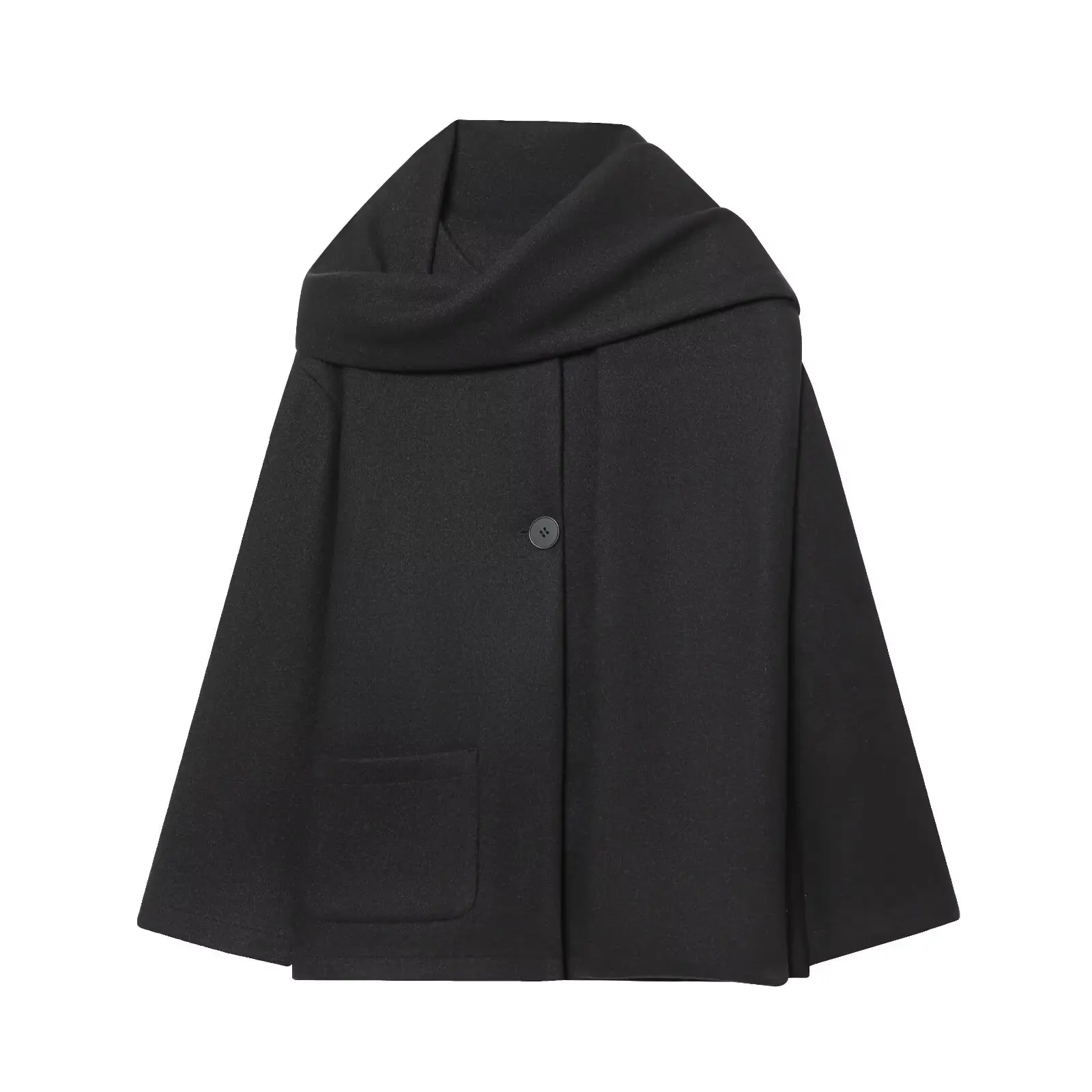 BSAY Französischer Minimalistischer Damenmantel mit einteiligem Schal-Kragen, Rundhalsausschnitt, einreihig, mit Taschen, für den Alltag im Herbst und auf Reisen. – Detail 7