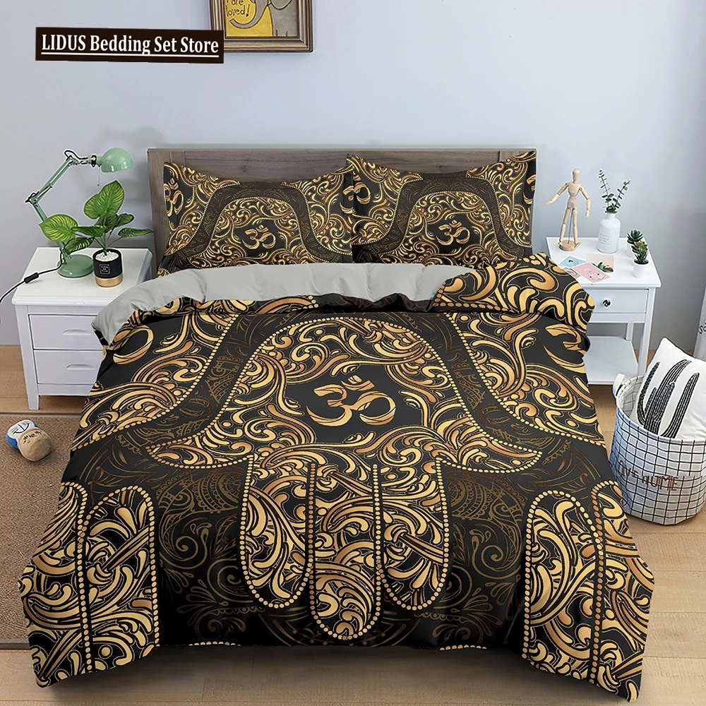 

Hand Of Fatima Duvet Cover Set Floral Pattern 3D Print Polyester Comforter Cover For Teens Adults Bedding Set King Queen Size