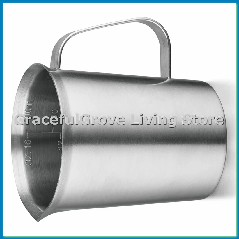 

Мерный стакан из нержавеющей стали с ручкой и заливной губкой, металлический кувшин с маркировкой Oz и ML, 16 унций/500 мл, кувшин-ABFB