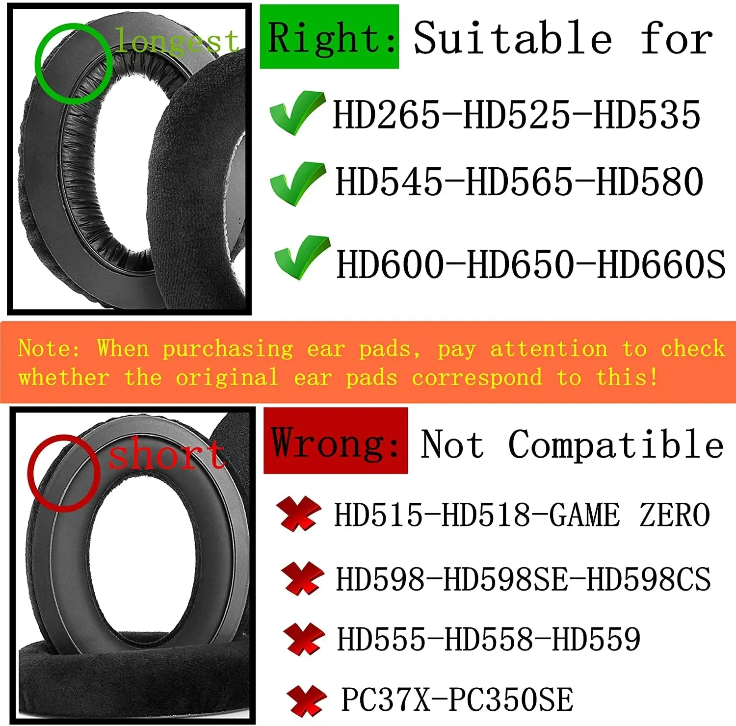 Replacement Earpads Compatible with Sennheise HD545 HD565 HD580 HD600 HD650 HD660S HD535 HD265 HD525 Headphones Ear Pad Cushions