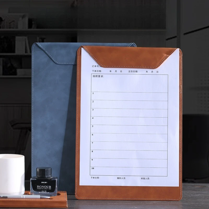 

Офисный кожаный портфель для письма, буфер обмена формата А4 с хранилищем для файлов блокнота, идеально подходящий для деловых встреч, академического использования