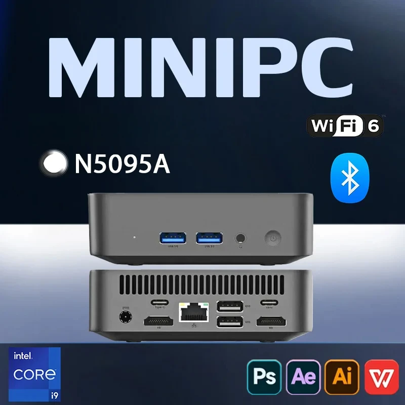 2025 MINI PC Windows 11 Intel Core N5095A DDR4 16GB 1TB SSD M.2 1000M 4K Mini Computer for 3 Screen WiFi 6 BT5.2 Desktop