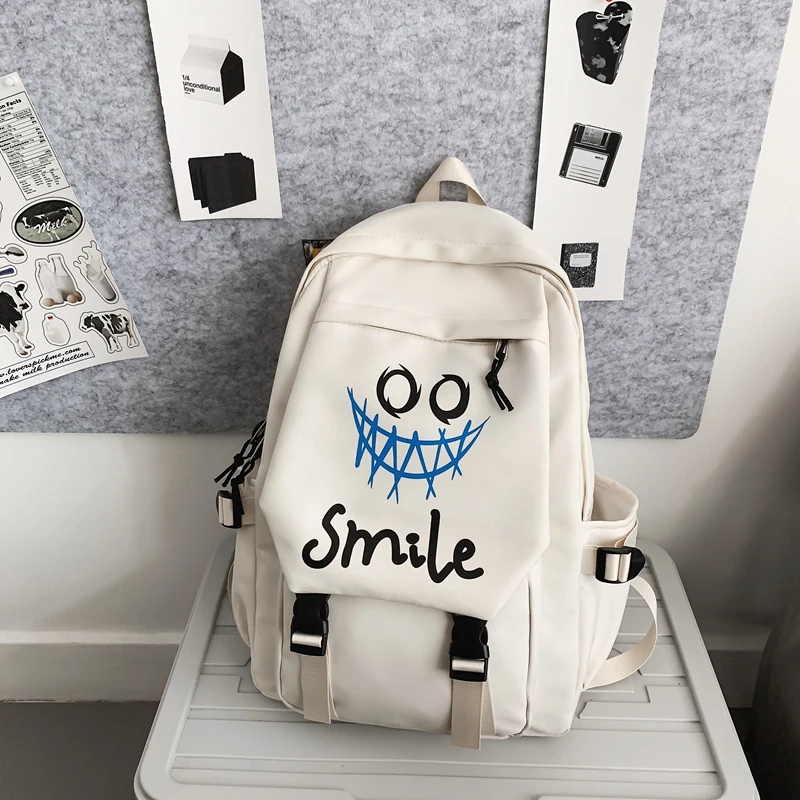 Zaino frontale tascabile, Bookbag in Nylon tinta unita stile Preppy, borsa da scuola con doppio manico Kawaii di grande capacità