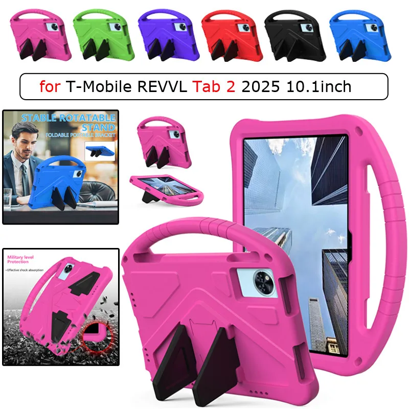 

Чехол для T-Mobile REVVL Tab 2 2025 10,1 дюйма Tab 10,36 дюйма 2023 Детский безопасный чехол из ЭВА с регулируемой подставкой Противоударный защитный чехол