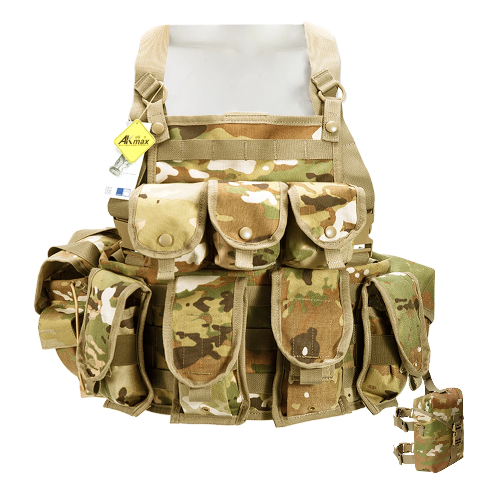 Akmax.cn Tactical Vest for Men MOLLE Adjustable Chest Rig Combat Vests Lightweight Military Vest with Leg Pack OCP