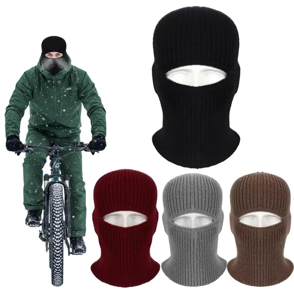 Maska 2w1 Czapka typu beanie Dzianinowa Gruba Zimowa Kominiarka Narciarska Pełna Maska na Twarz Termiczna Wiatroodporna Odporna na Zimno Czapka z Nausznikami do Biegania