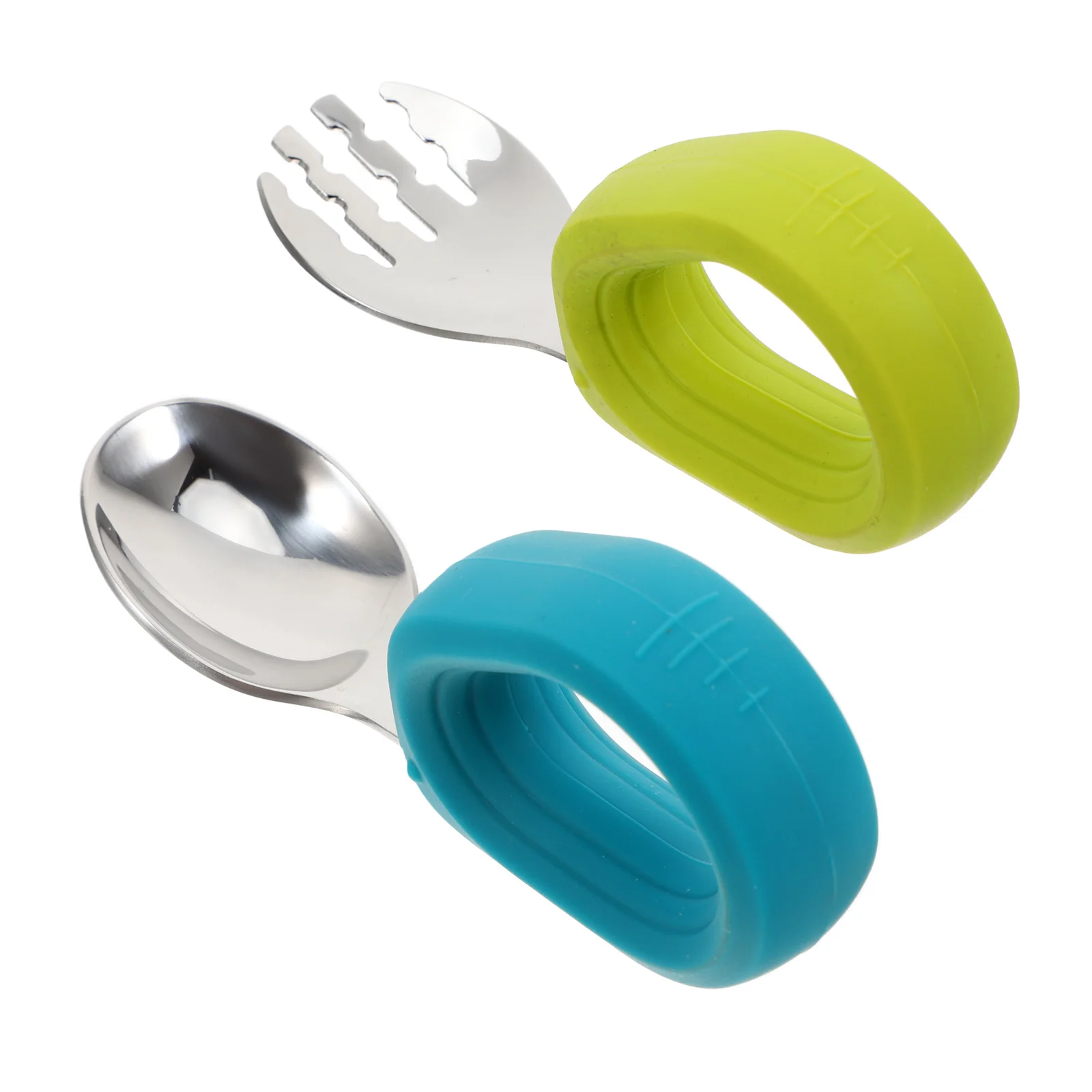 

2 pcs Stainless Kids Spoons Forks Set Baby Self Feeding Toddler Kids Self Feeding Cutlery Utensils Soup Spoon Eating Cutlery