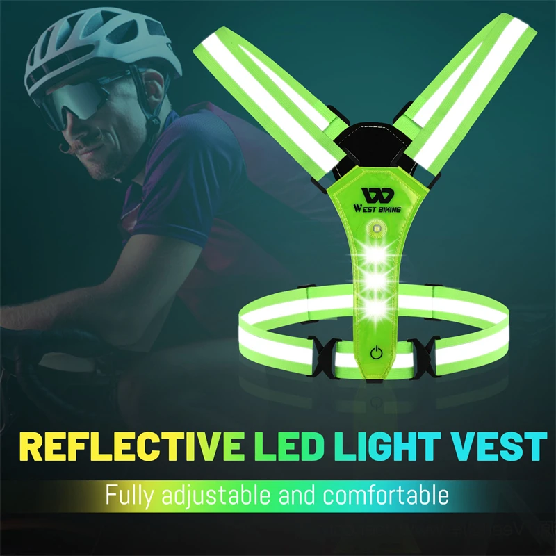 WEST BIKING Reflektierende LED-Lichtweste, USB-Aufladbar, 3 Modi Einstellbar, Nachtlauf- und Fahrrad-Sicherheitsausrüstung für Männer und Frauen – Detail 2