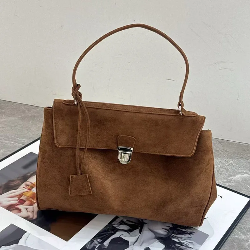 

Fashion New Women's Large Capacity Simple Suede Commuter Handbag Luxurious Design Soft PU Underarm Single Shoulder Crossbody Bag