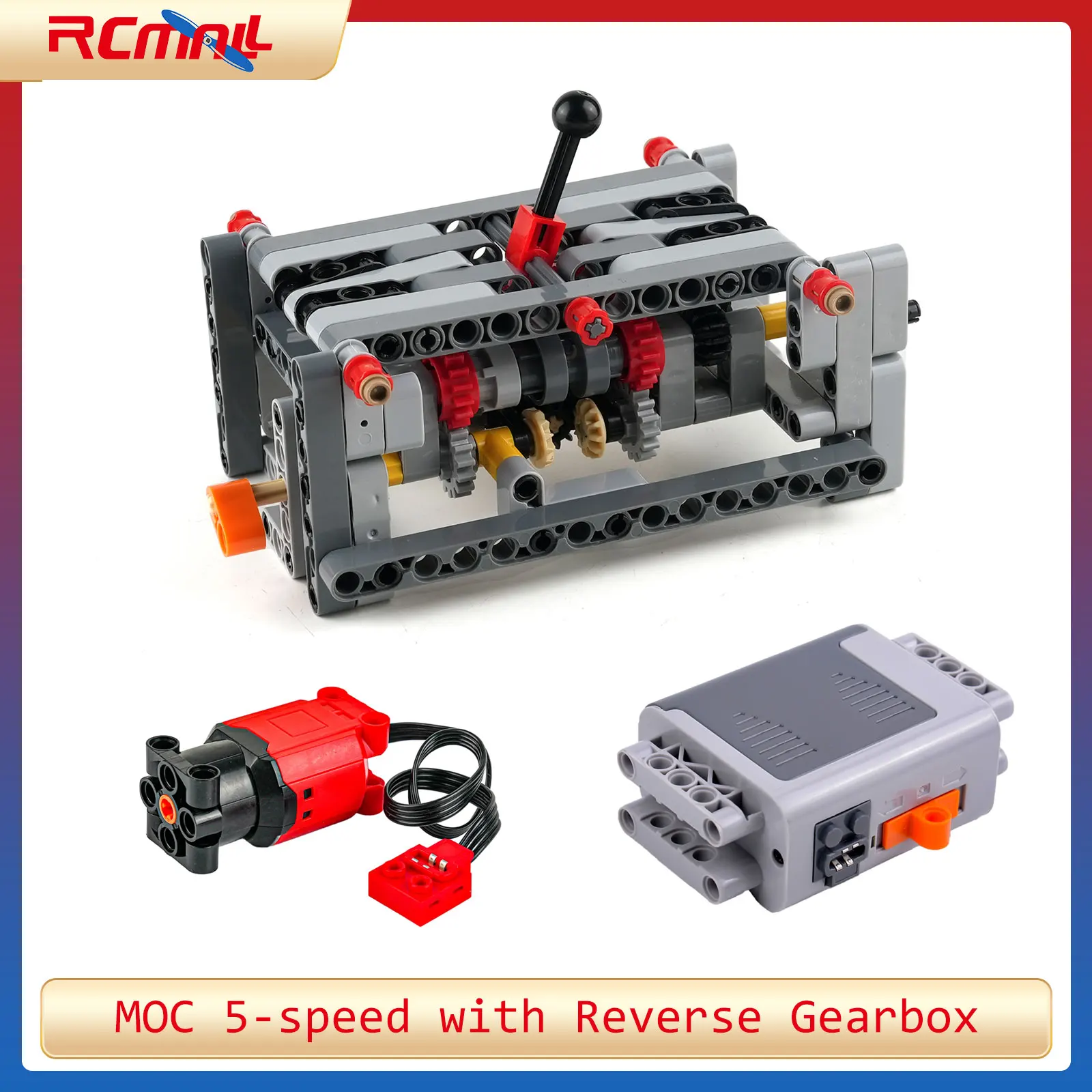 MOC 5-Gang mit Rückwärtsgang, kleines Partikel-Getriebe, DIY-Kit, Technologie, modifizierte Teile, Bausteine, Getriebemodell