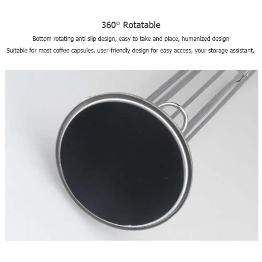 Metal Coffee Pod Holder 360° Rotatable Large Capacity Coffee Capsules Carousel Save Space Capsules Holder for Nespresso