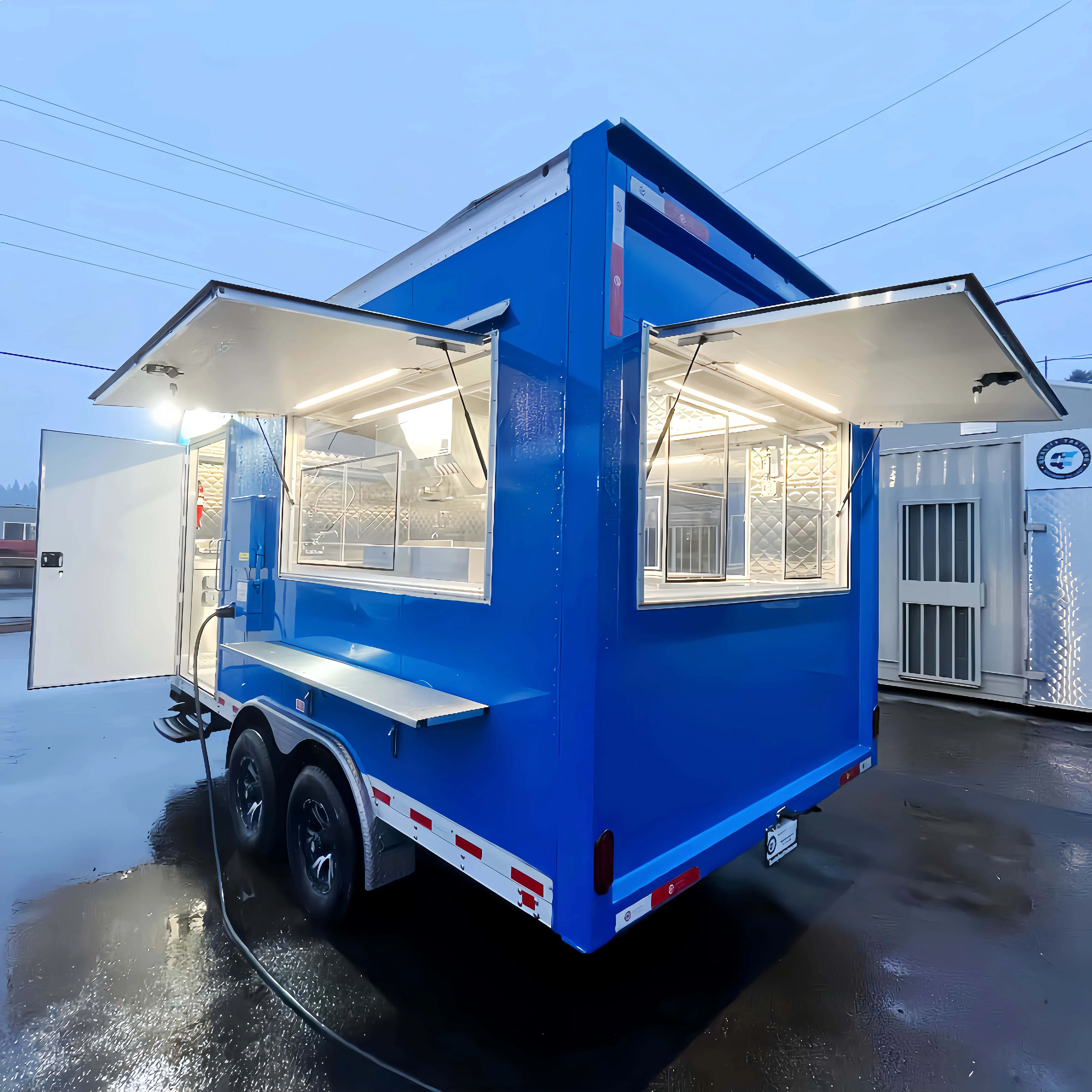 

Towable Retail Food Truck Trailer for Business Customizable Mobile Kitchen on Wheels Stainless Steel Food Trailer