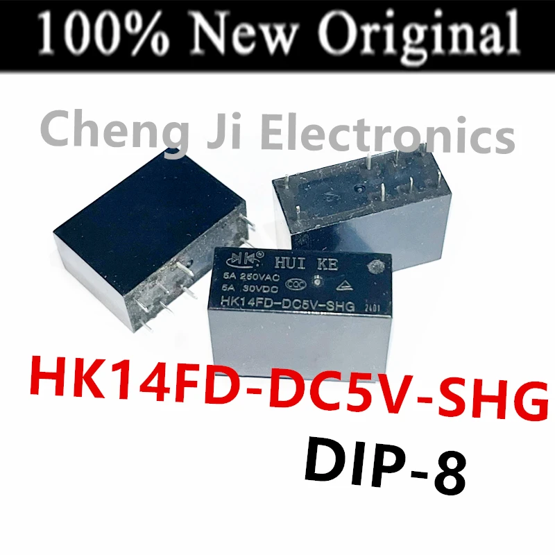 10PCS/Lot   HK14FD-DC5V-SHG 、HK14FD-DC12V-SHG 、HK14FD-DC24V-SHG   DIP-8   5A  New Power Relay   Two open and two close
