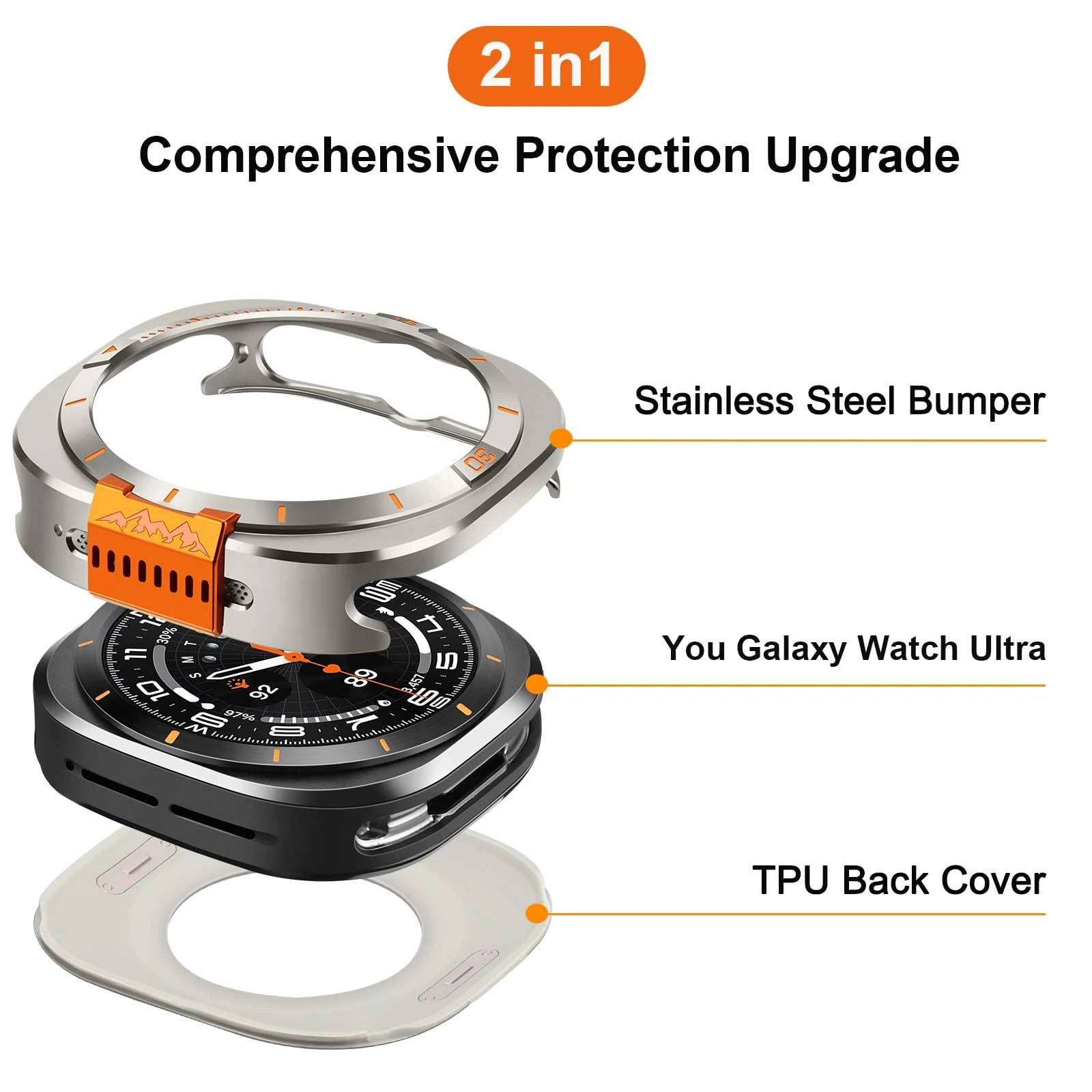 Metal Case for Samsung Galaxy Watch Ultra 2025/2024 47mm Anti-fall Hard Frame Protector Cover for Galaxy Watch Ultra Accessories image 2