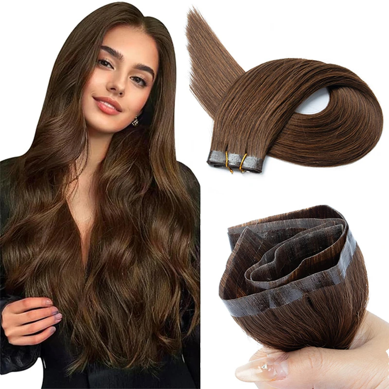 

Long Tape PU Hair Weft Human Hair Bundles Remy Real Natural Sew In Hair Weaves 12-20 inch PU Skin Weft No Glue PU Tape weft