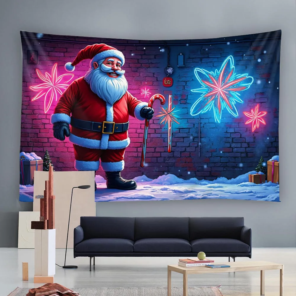 Santa Claus Festival Tapestry Christmas Spring Festival Celebration Atmosphere Home Decoration Wall Hanging Background Cloth 4