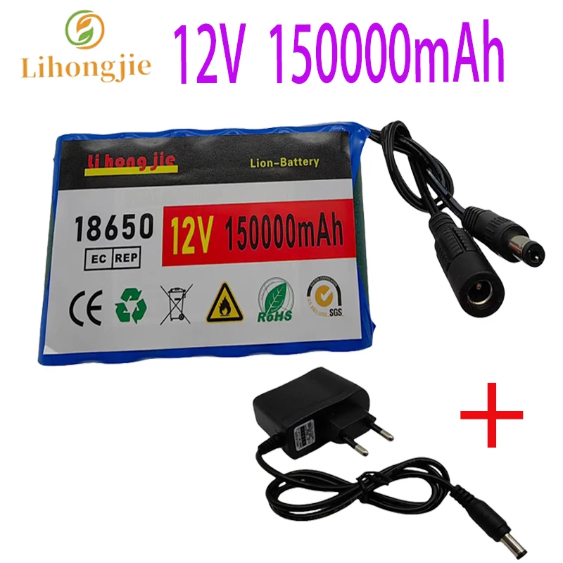 12V 18650 Battery pack 150000mAh 18650 Rechargeable batteries 12.6V PCB Lithium Battery pack Protection Board 12.6V 1A Charger