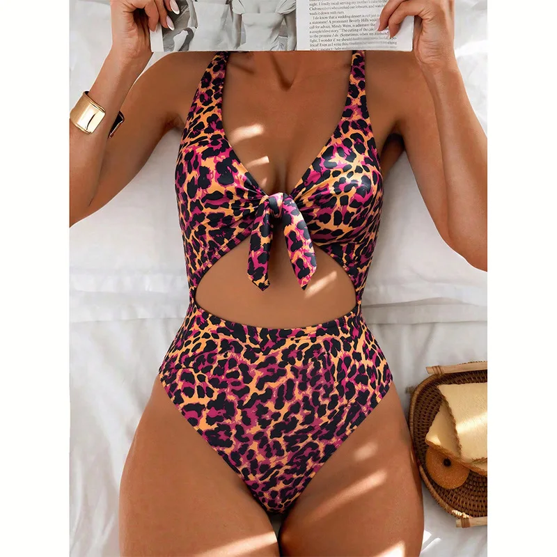 

Многоцветный купальник-бикини с леопардовым принтом, сексуальный облегающий слитный купальник для пляжа, летний пляжный купальник для женщин