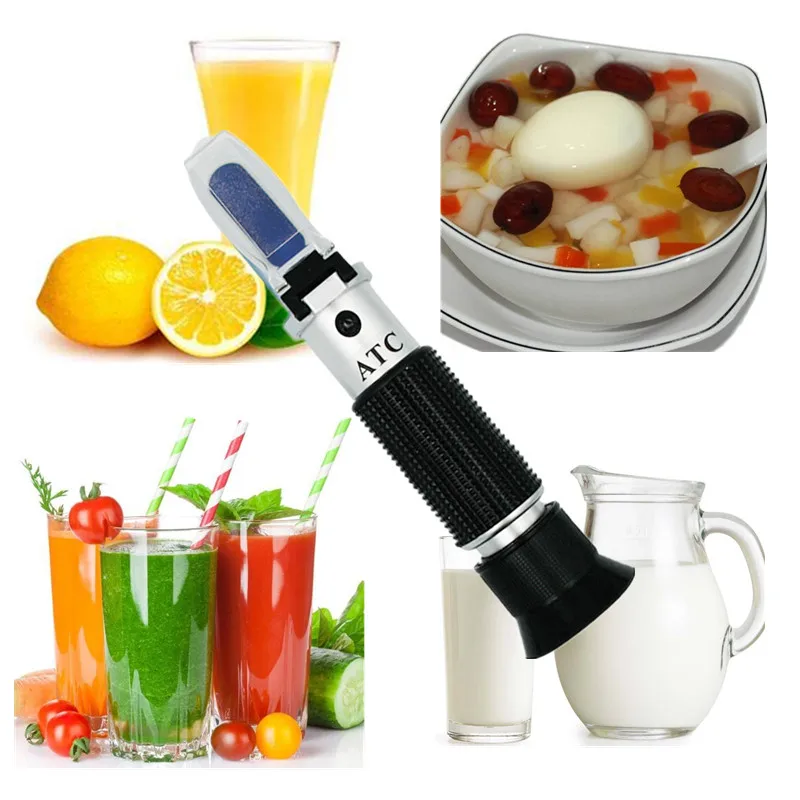 Handheld Atc Brix Refractometer 0-90% Sugar Optical Instruments Auto Refractor Fruit Sauce Milk Meter Honey Concentration Tester