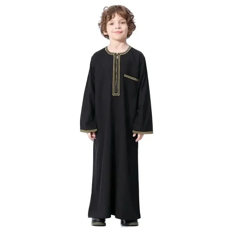 Moslim Kids Abaya Jubba Thobe Jongen Lange Jurk Islamitische Ramadan Kinderen Caftan Gewaad Dubai Arabische Kaftan Saoedi-Arabië Eredienst