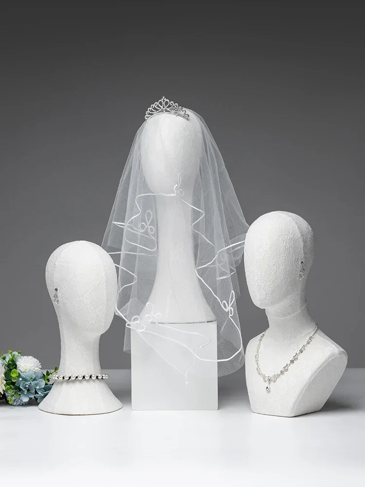 

Манекен-голова для тренировок по укладке париков, обтянутая тканью (лен/холщ), с наполнителем из пенополистирола