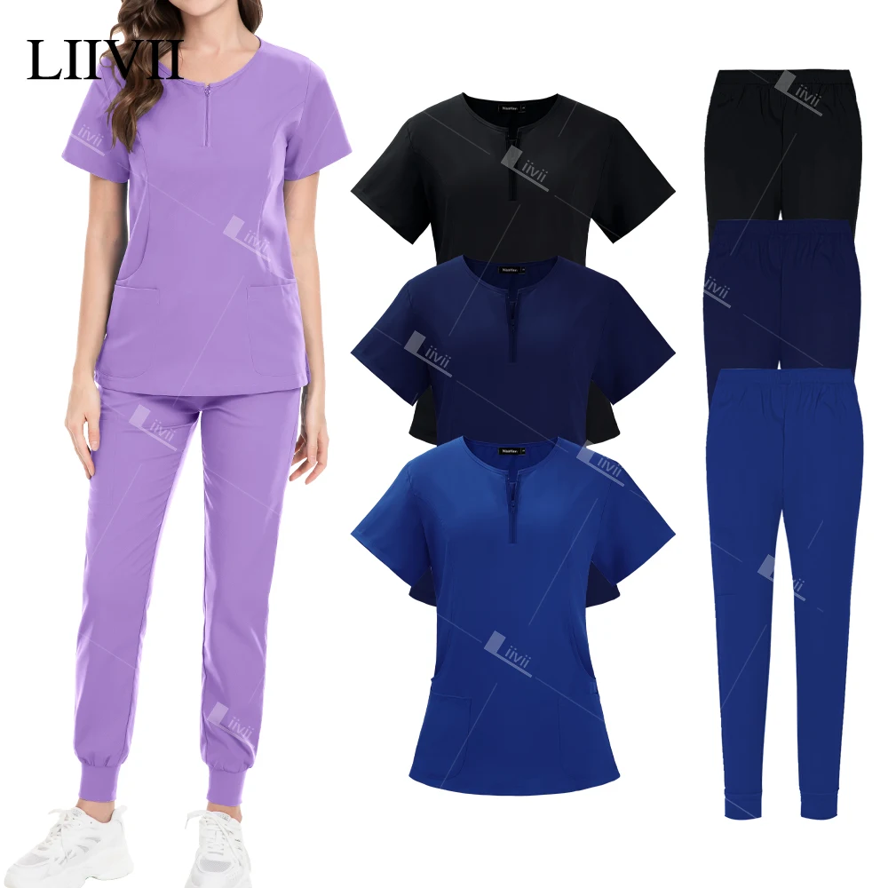 Surgical Uniforms Woman Scrub Set Medical Nurse Beauty Salon Workwear Clinical Scrubs Top + Pant Spa Doctor Nursing Tunic Suit