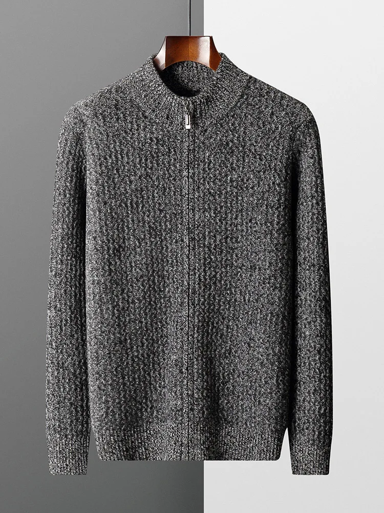 Premium Men's Sweater Cardigan Clothes 100% Merino Wool Sweater Autumn Winter Coat Thicked Zip Casual Clothes Warm Knit Pullover