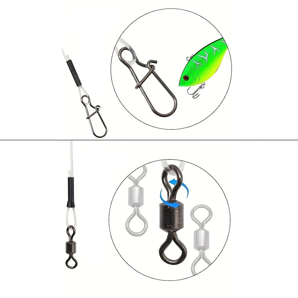 10pcs Carbon Fiber Fluorocarbon Fishing Leader Set High-Strength Lines With Swivels Snaps Abrasion-Resistant Fishing Leader Line