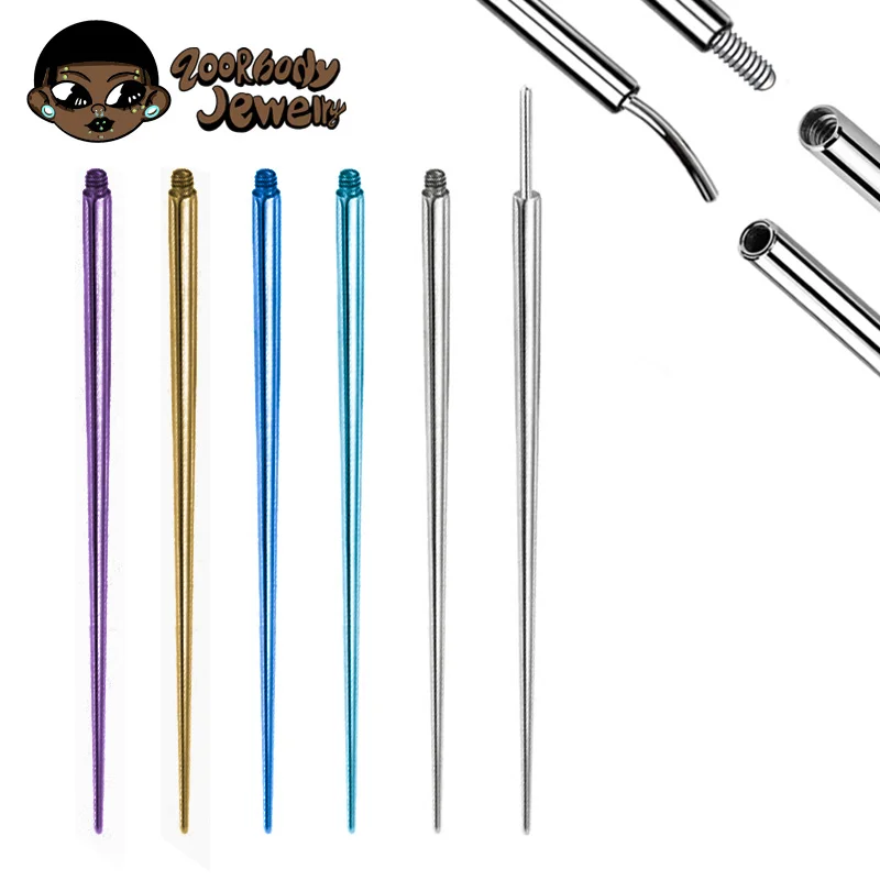 10 pièces ASTM F136 broche d'insertion en titane conique pour fil narine Piercing conique Push in boucle d'oreille outil de perçage de qualité d'implantation