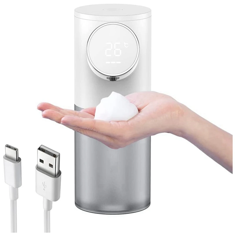 Foam Soap Dispenser USB Rechargeable 320Ml Liquid Soap Dispensers Digital Display Foam Hand Sanitizer Machine Home