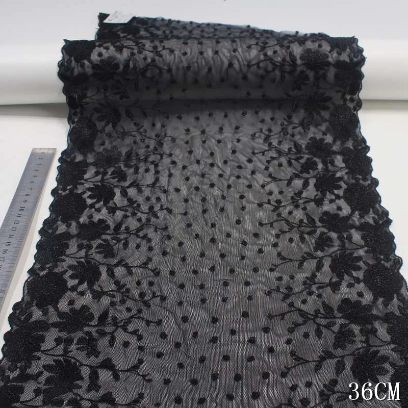 15Yds Embroidery Tulle Lace Trim Bra DIY Sewing Accessories Quality Black Green Embroidered Lace Fabrics for Lingeries