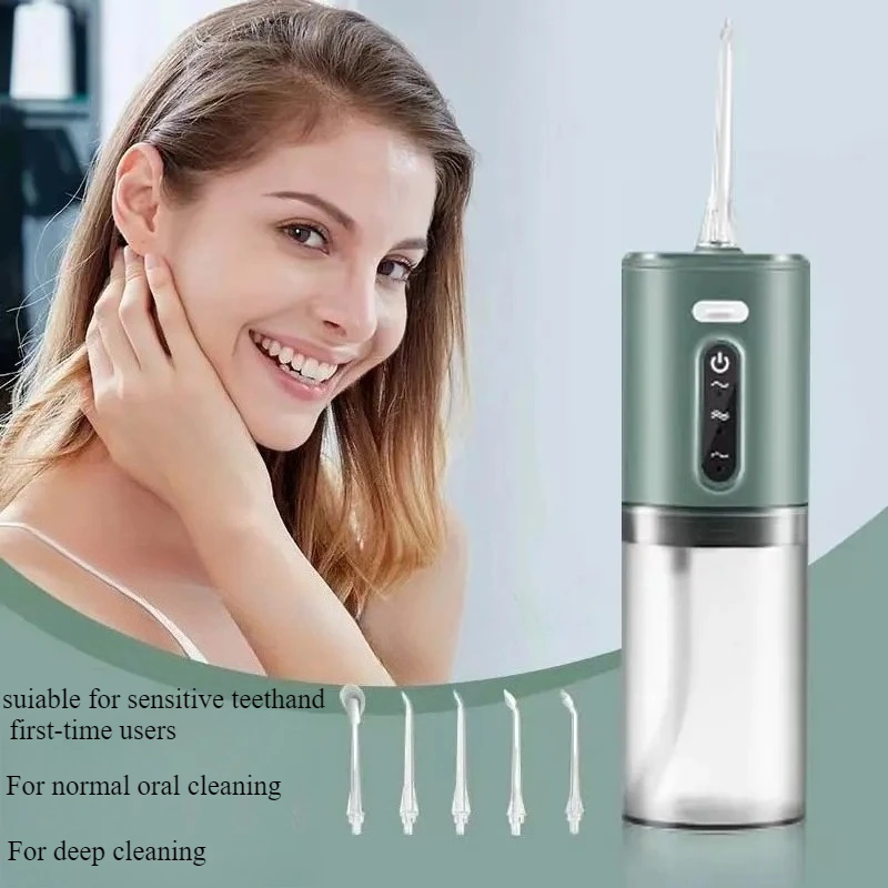 200ml Rechargeable Household Oral to Rinser Remove Stones Scaler Water Flosser With 5 Nozzles Electric Portable Teeth Cleaner