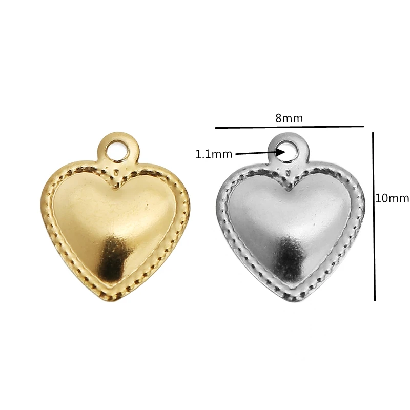 50pcs Stainless Steel Small Love Heart Charms for Necklace Extended Chain Charm Bracelets Tail Chain Tag Jewelry Accessories image 3
