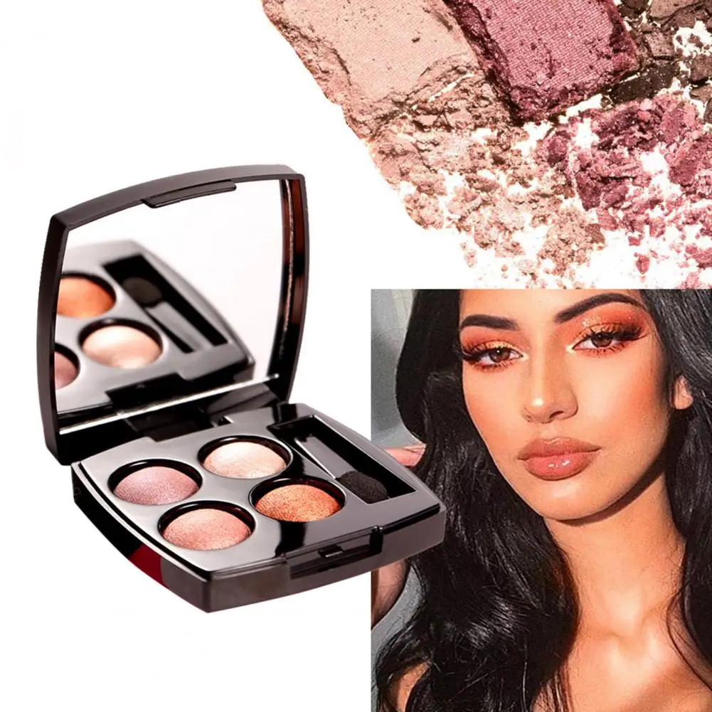 Multicolor Beautiful Pearlescent 4 Colors Eye Shadow Plate Portable Cosmetic Eyeshadow Palette Universal for Girl