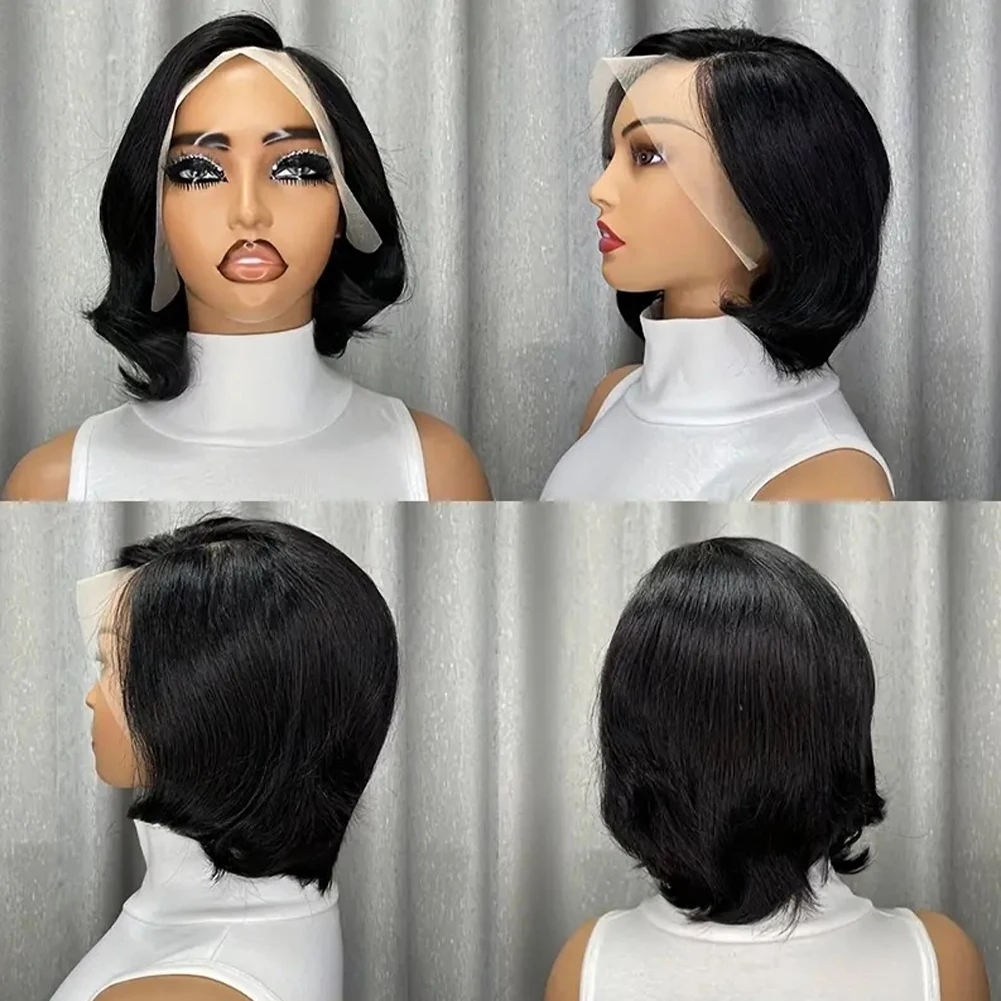 Human Hair Lace Frontal Wig Natural Color Brazilian Human Hair Wigs Cheap Wigs On Sale Clearance Pixie Cut Wigs Human Hair images - 6