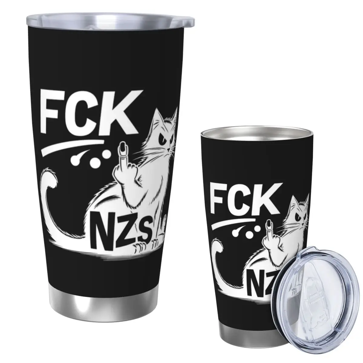 

Fck Nzs Statement с гордым котом Стакан из нержавеющей стали Чашки с вакуумной изоляцией Термальные соломинки для холодной чашки с крышкой 20 унций