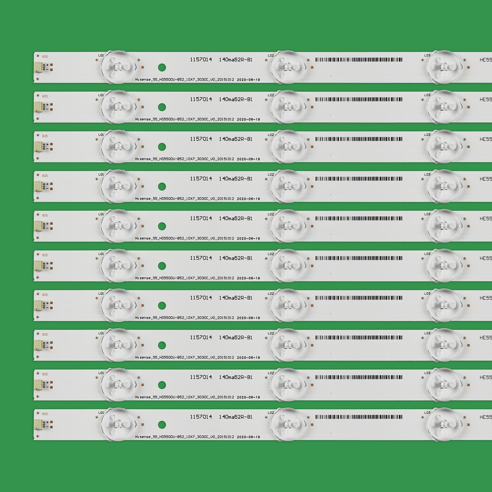 10PCS LED Backlight Strip 7 Lamps For Hisense_55 HD550DU-B52_10X7_3030C_V0_20151012 55H8C 55K3300UW H55M3300 HD550M3U51-TA