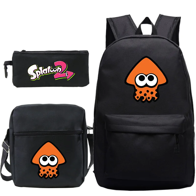 

Creative Peculiar Popular Splatoon Print 3pcs/Set pupil School Bags Laptop Daypack Backpack Inclined shoulder bag Pencil Case