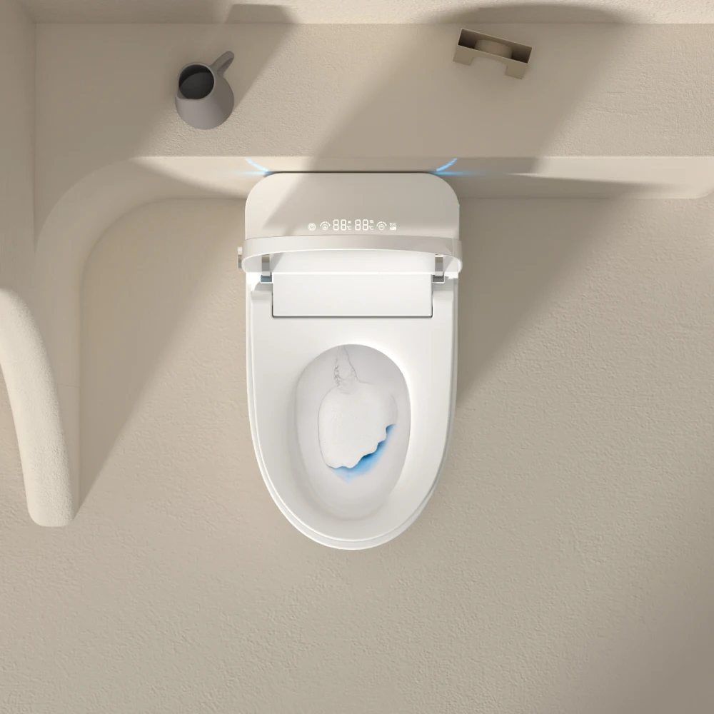 مرحاض ذكي مع تحكم صوتي ودرع فقاعي، مقعد بيديت ساخن، مرحاض محمول مع بيديت مدمج، مفتوح وإغلاق تلقائي #2