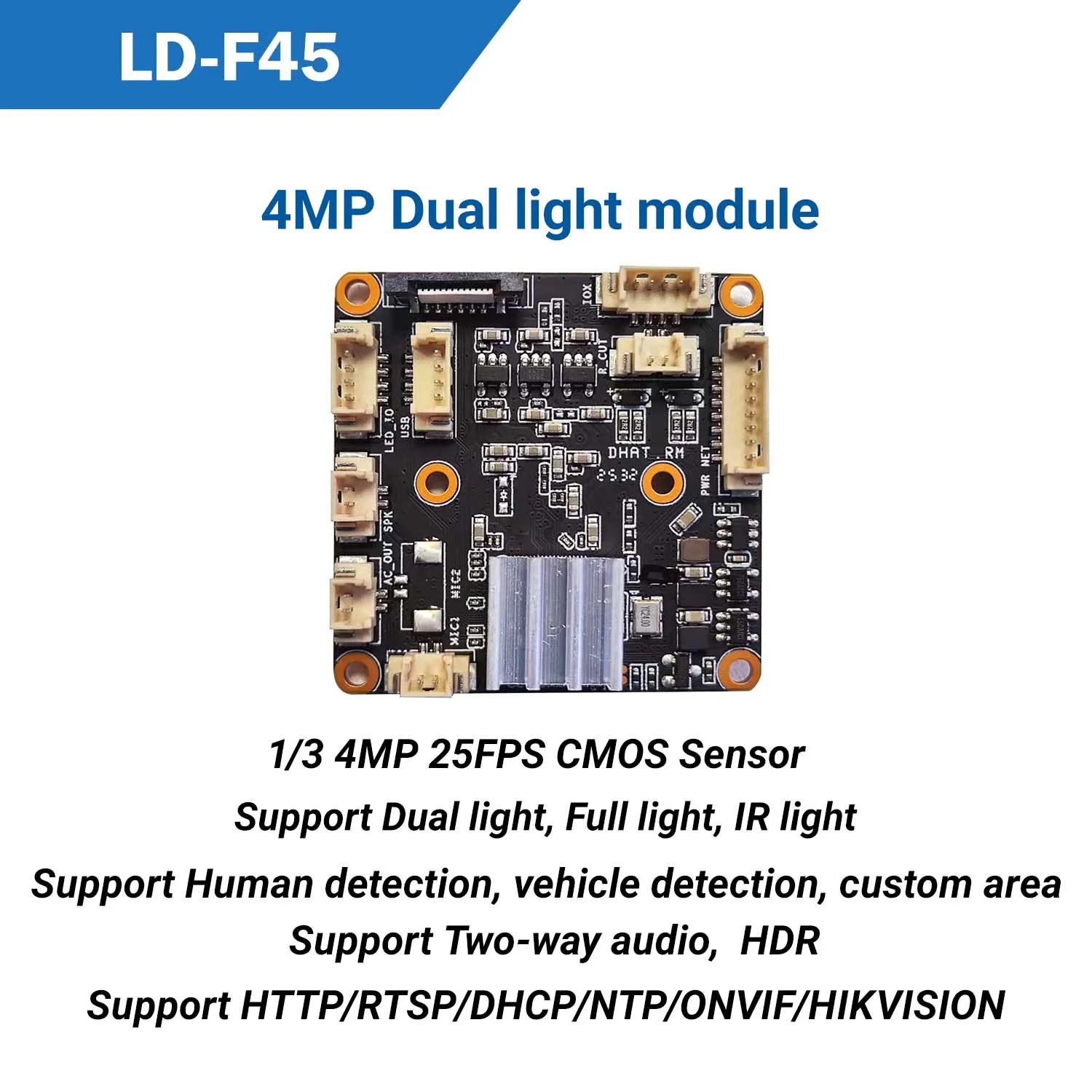 F45 5MP Webcam AI Intelligent Dual-light IP Camera Module Network Video Recorder for Security Surveillance Board 25FPS